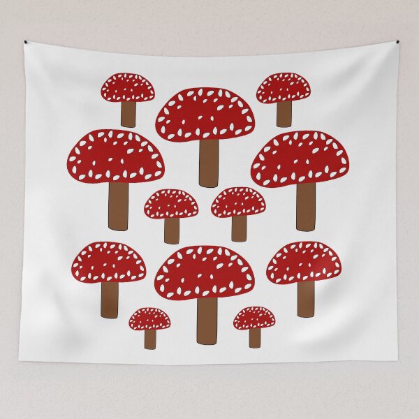 Item preview, Red Toadstool Forest Mushroom Pattern designed and sold by Nisha Prabhu.