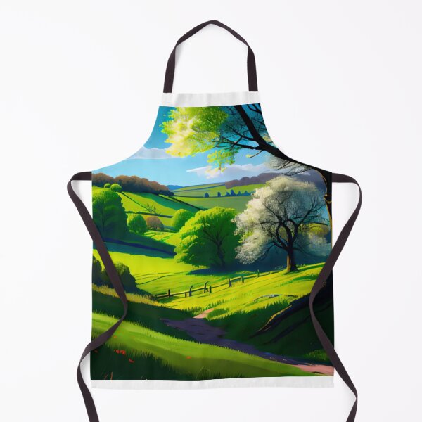 Item preview, English landscape of flowing meadows and wooded hills designed and sold by AIArtShopPro.