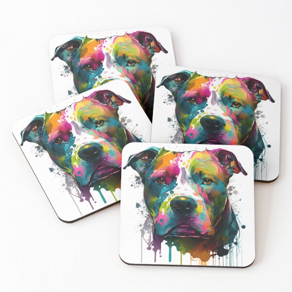 Item preview, Colorful American pit bull face art  designed and sold by HBWOLFARTS.