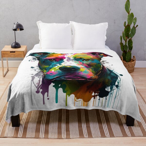 Item preview, Colorful American pit bull face art designed and sold by HBWOLFARTS.