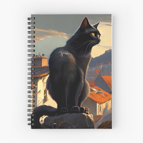 Item preview, Italian black cat sitting on rooftop designed and sold by AIArtShopPro.