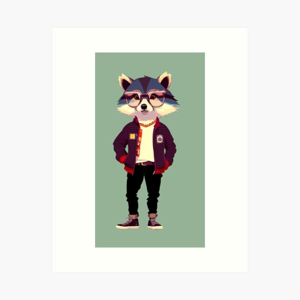 Item preview, Hipster Racoon V9 designed and sold by HipsterAnimals.
