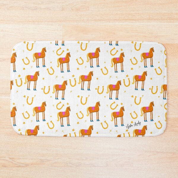 Artikelvorschau, Funny horse golden- pink background- with stars and blue boots entworfen und verkauft von Studio Lydia Lovely.