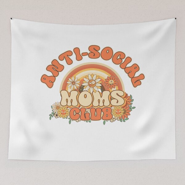Item preview, Antisocial moms club Retro quote gift for funny mother Vintage floral pattern designed and sold by HomeCoquette.
