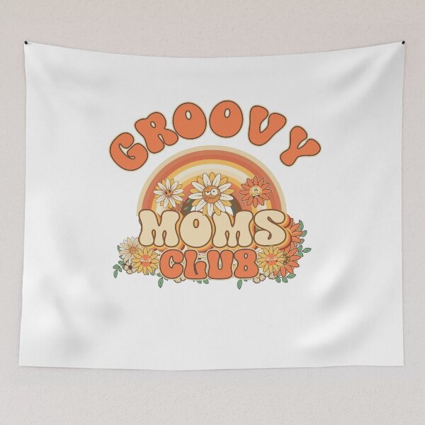 Item preview, Groovy moms club Retro quote gift for funny mother Vintage floral pattern designed and sold by HomeCoquette.