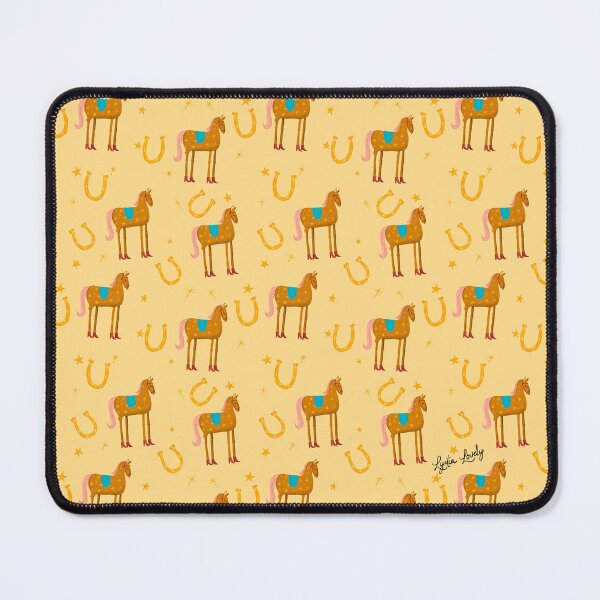 Artikelvorschau, Funny horse brown- yellow background- with stars and red boots pattern entworfen und verkauft von Studio Lydia  Lovely.