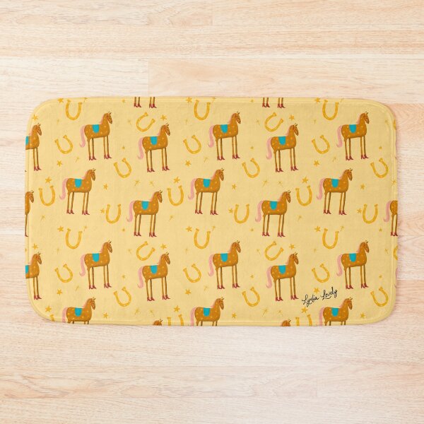 Artikelvorschau, Funny horse brown- yellow background- with stars and red boots pattern entworfen und verkauft von Studio Lydia Lovely.