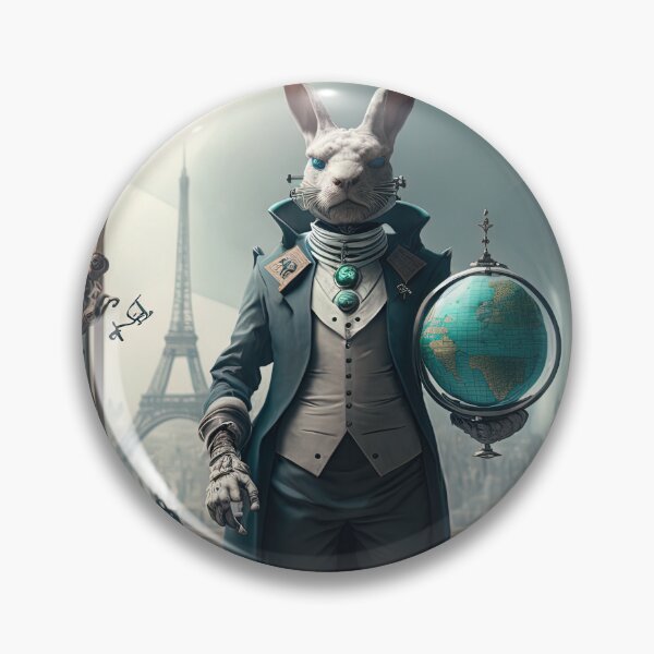 Item preview, Environmentalist Rabbit celebrating Earth Day - surrealist AI Generated Art designed and sold by Flowsaiartshop.