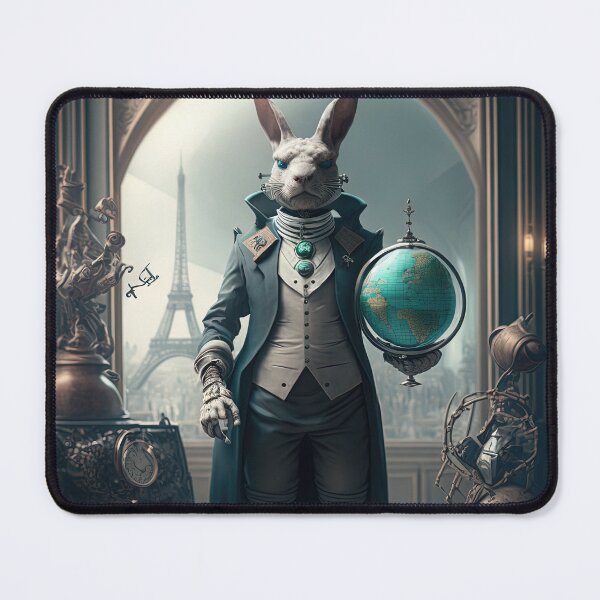 Item preview, Environmentalist Rabbit celebrating Earth Day - surrealist AI Generated Art designed and sold by Flowsaiartshop.