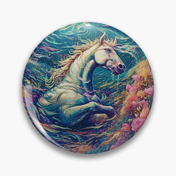 Artikelvorschau, Verträumtes wildes weißes Pferd, das in einen Blumenstrudel versinkt. Feinste digitale Kunst für Ihr Zuhause. entworfen und verkauft von paulo silveira.