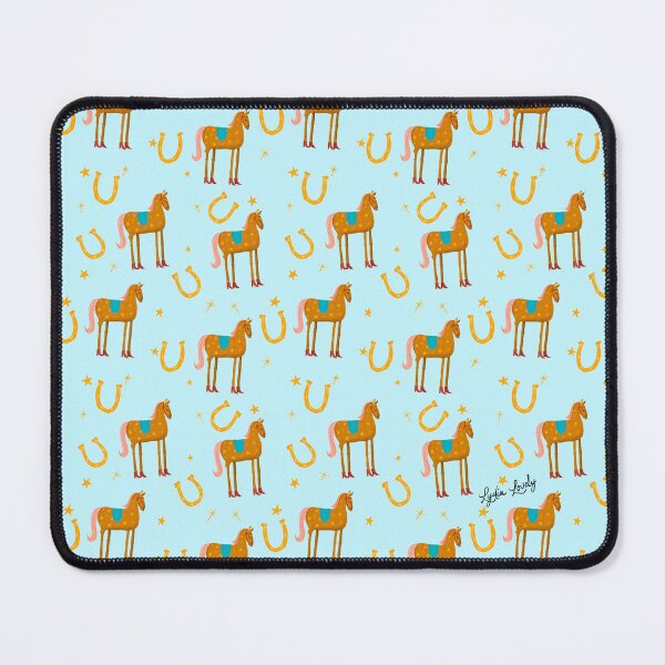 Artikelvorschau, Funny horse brown- blue background- with stars and red boots entworfen und verkauft von Studio Lydia Lovely.