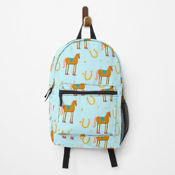 Artikelvorschau, Funny horse brown- blue background- with stars and red boots entworfen und verkauft von Studio Lydia  Lovely.