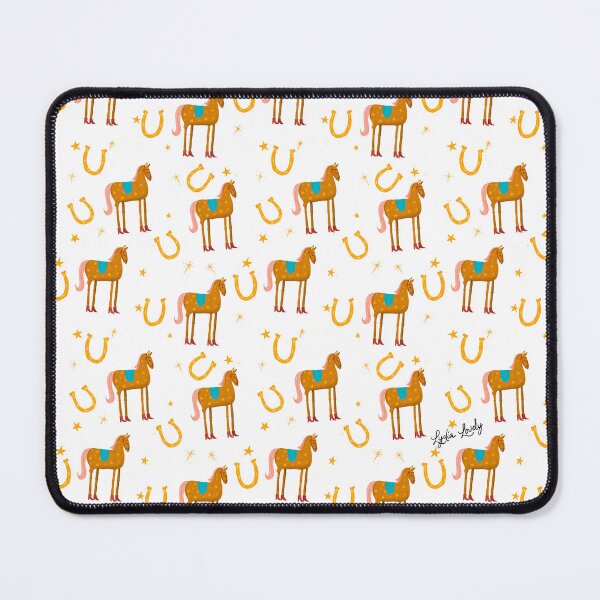 Artikelvorschau, Funny horse brown- white background- with stars and red boots pattern entworfen und verkauft von Studio Lydia Lovely.