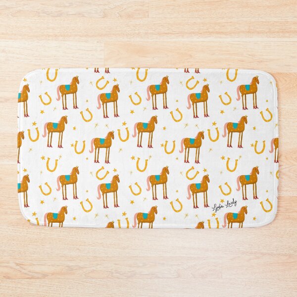 Artikelvorschau, Funny horse brown- white background- with stars and red boots pattern entworfen und verkauft von Studio Lydia Lovely.