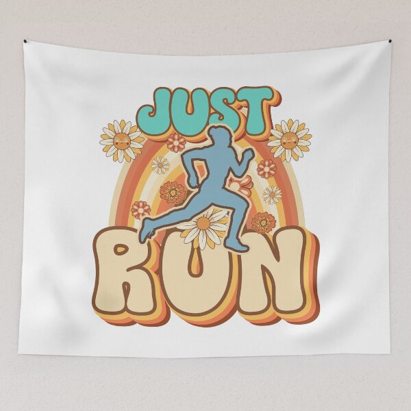 Item preview, Just run Runner retro quote  gift for running Vintage floral pattern designed and sold by HomeCoquette.