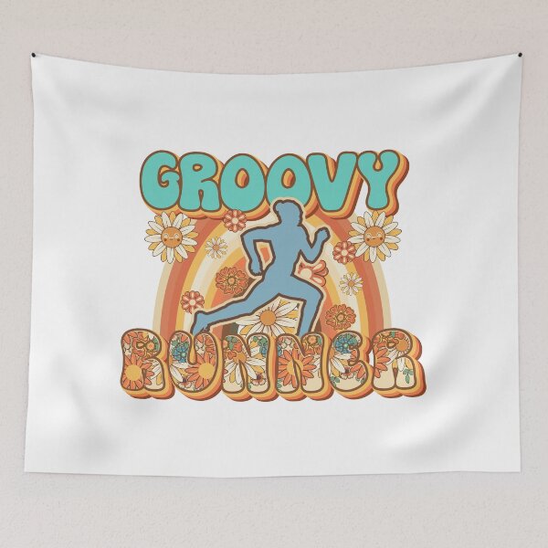 Item preview, Groovy Runner retro quote  gift for running Vintage floral pattern designed and sold by HomeCoquette.
