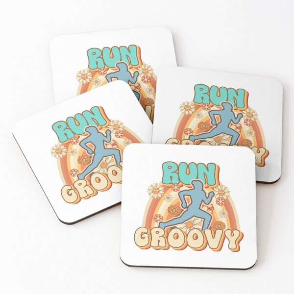 Item preview, Run groovy Runner retro quote  gift for running Vintage floral pattern designed and sold by HomeCoquette.