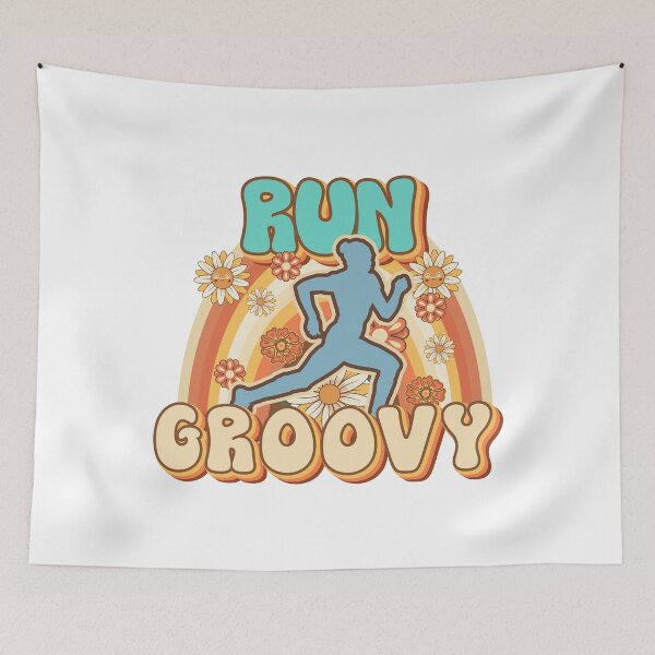 Item preview, Run groovy Runner retro quote  gift for running Vintage floral pattern designed and sold by HomeCoquette.