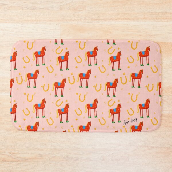 Artikelvorschau, Funny horse red- pink background- with stars and green boots pattern entworfen und verkauft von Studio Lydia Lovely.