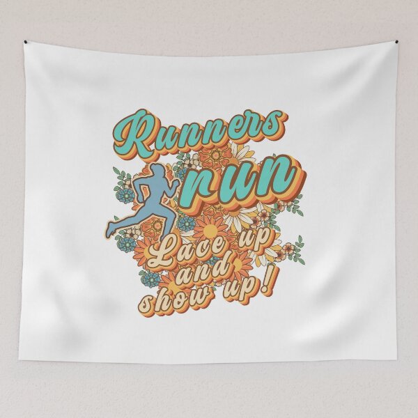 Item preview, Runners run lace up and show up Runner retro quote  gift for running Vintage floral pattern designed and sold by HomeCoquette.