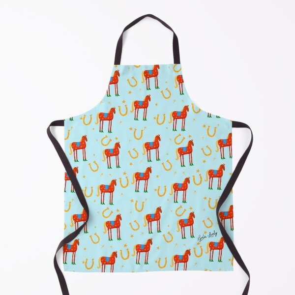 Artikelvorschau, Funny horse red- blue background- with stars and blue boots pattern entworfen und verkauft von Studio Lydia Lovely.