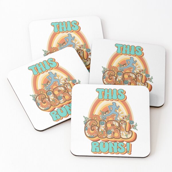 Item preview, This girl runs Runner retro quote  gift for running Vintage floral pattern designed and sold by HomeCoquette.
