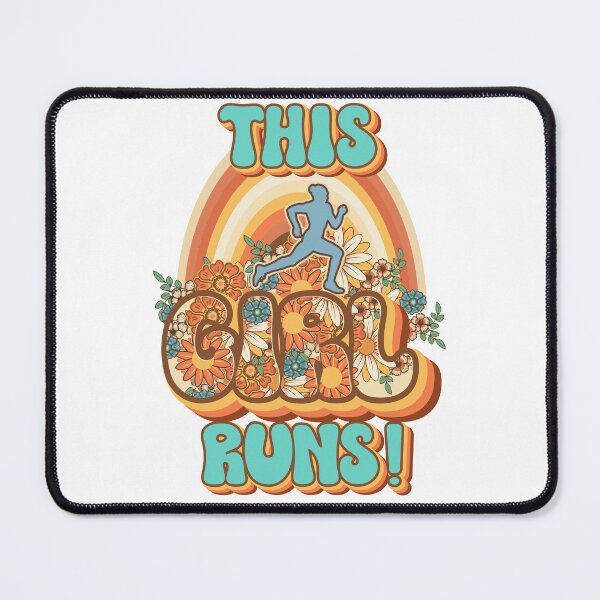Item preview, This girl runs Runner retro quote gift for running Vintage floral pattern designed and sold by HomeCoquette.