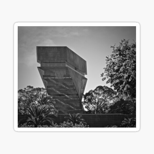 De Young Museum in Black and White Sticker
