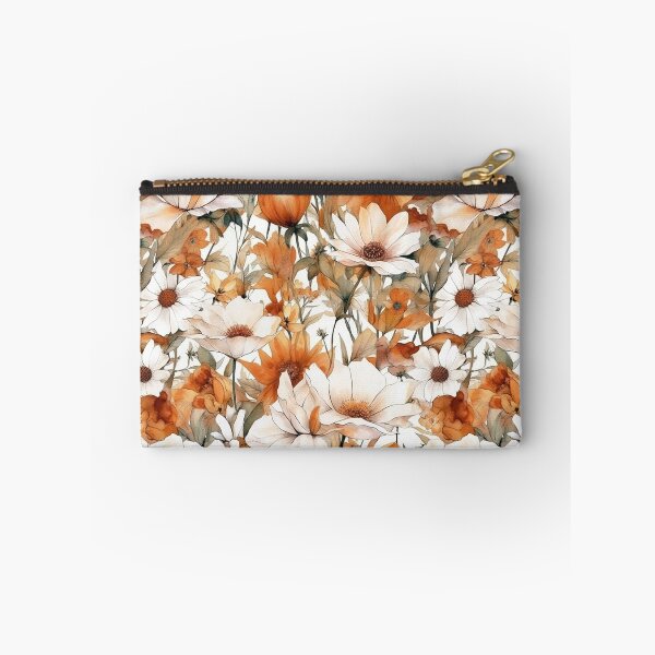 Item preview, White and Orange Watercolor Flowers Seamless Pattern designed and sold by seamlessStuff.
