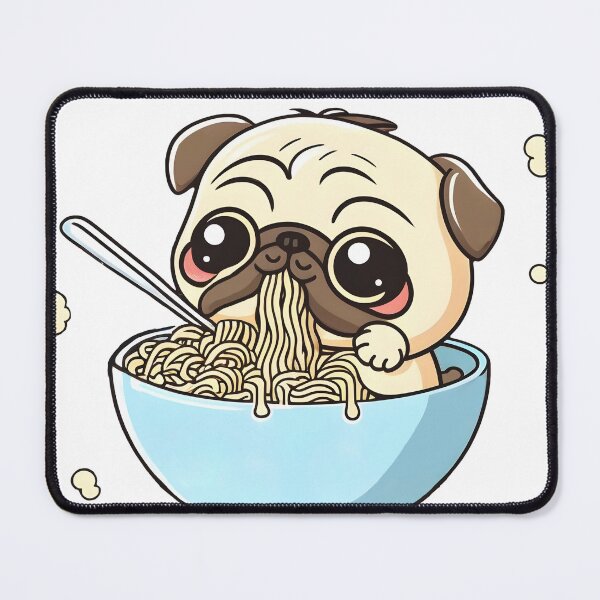 Artikelvorschau, Pug slurping Ramen - Kawaii Japanese Foodie Art, perfect gift for Ramen & Pug lovers entworfen und verkauft von Shegohi.