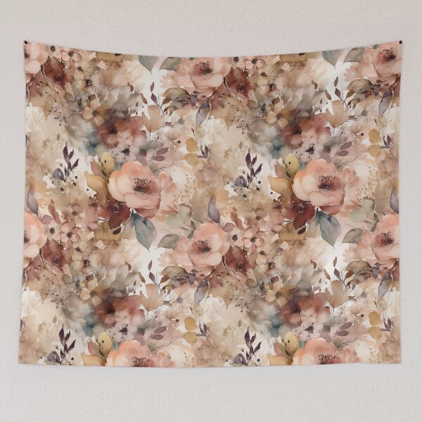 Item preview, Brown Watercolor Flowers Seamless Pattern designed and sold by seamlessStuff.