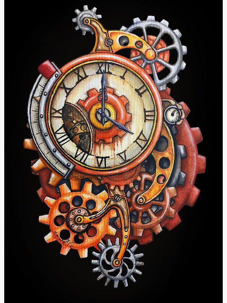 Steampunk cog clock Art Board Print for Sale by PurpleMister