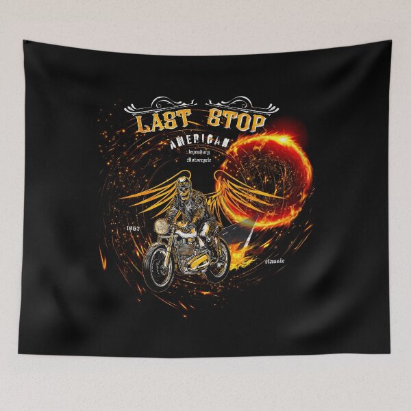 Item preview, Last Stop Motorcycle  Men's Street Skull Muscle designed and sold by MiniSorastore.