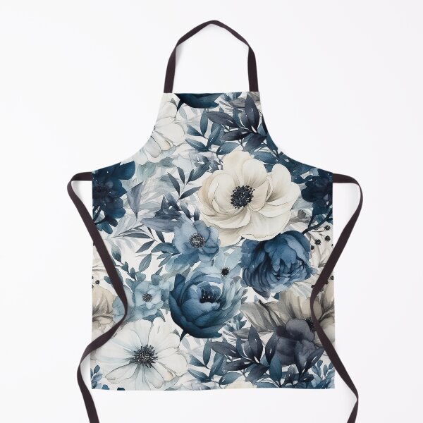 Item preview, Navy and White Watercolor Flowers Seamless Pattern designed and sold by seamlessStuff.