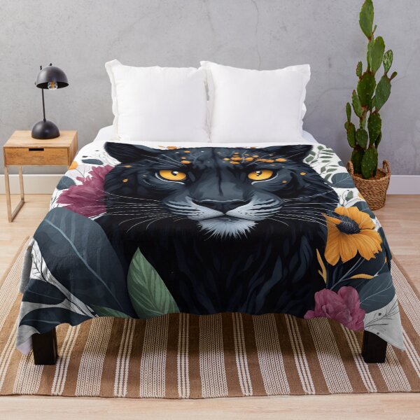 Item preview, Cute Black Leopard Face Watercolor Art with Colorful Floral Splashes designed and sold by AndyNgn.