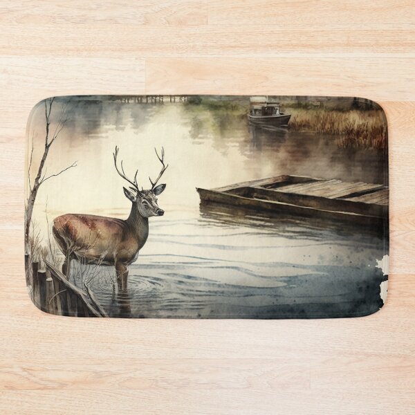 Item preview, deer on river watercolor designed and sold by shokA Design.