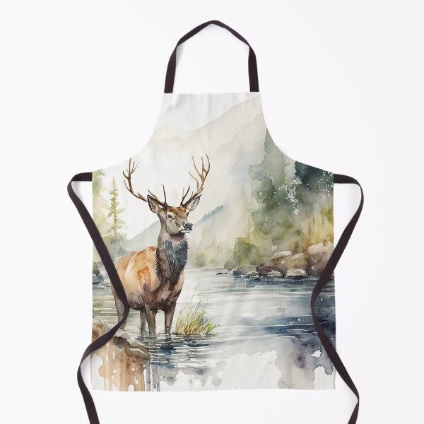 Item preview, deer on river watercolor designed and sold by shokA Design.