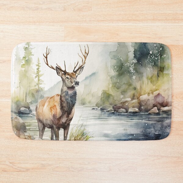 Item preview, deer on river watercolor designed and sold by shokA Design.