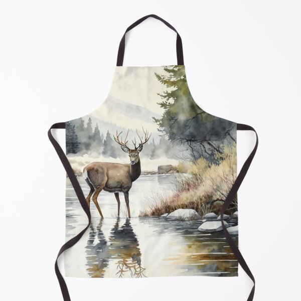 Item preview, deer on river watercolor designed and sold by shokA Design.