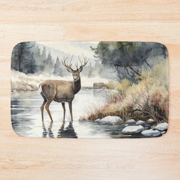 Item preview, deer on river watercolor designed and sold by shokA Design.