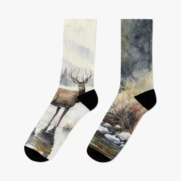 Item preview, deer on river watercolor designed and sold by shokA Design.