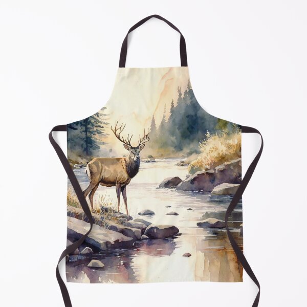 Item preview, deer on river watercolor designed and sold by shokA Design.