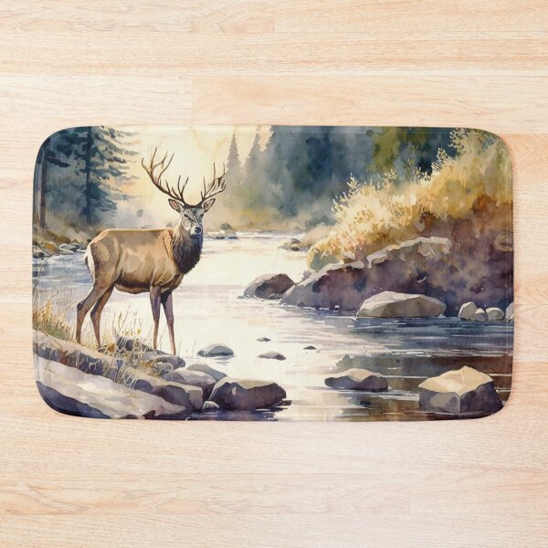 Item preview, deer on river watercolor designed and sold by shokA Design.