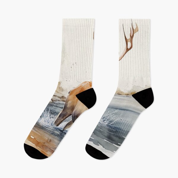 Item preview, deer on river watercolor designed and sold by shokA Design.