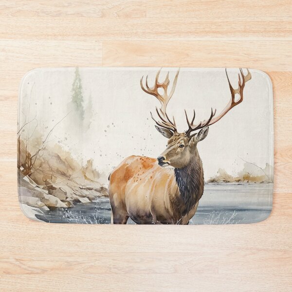 Item preview, deer on river watercolor designed and sold by shokA Design.