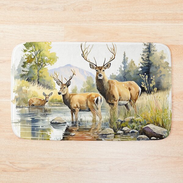 Item preview, deer on river watercolor designed and sold by shokA Design.