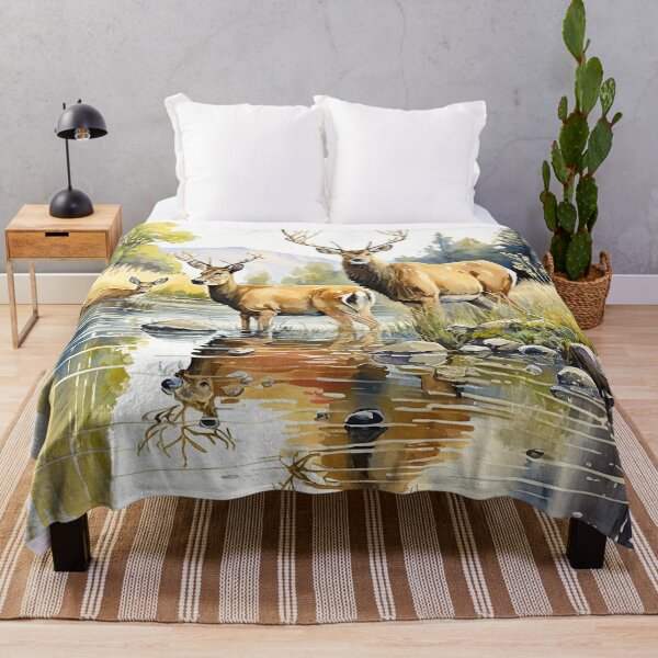 Item preview, deer on river watercolor designed and sold by shokA Design.