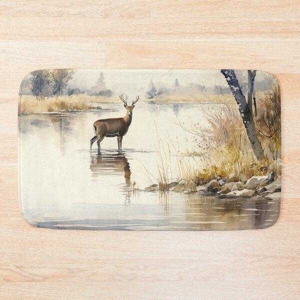 Item preview, deer on river watercolor designed and sold by shokA Design.