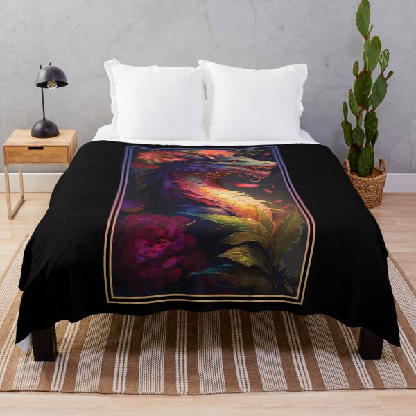 Artikelvorschau, Dragon Vibrant Tropical Flower Tall Digital Oil Painting Portrait 2 entworfen und verkauft von arthouseflunky.