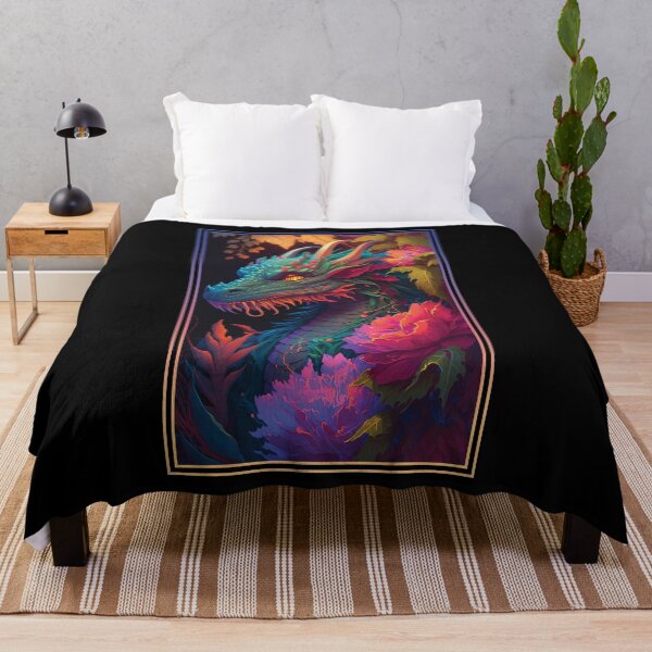 Item preview, Dragon Vibrant Tropical Flower Tall Digital Oil Painting Portrait 3 designed and sold by arthouseflunky.